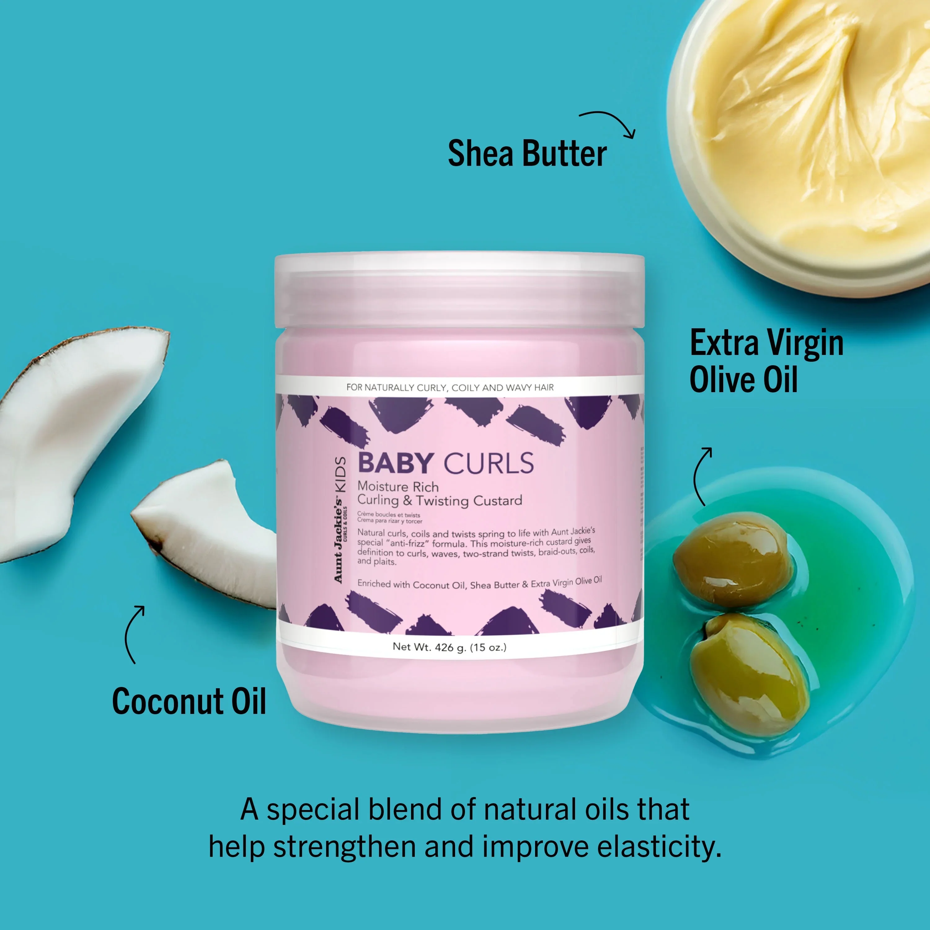 Aunt Jackie's Baby Curls Moisture Rich Curling & Twisting Custard 15oz - Image 2