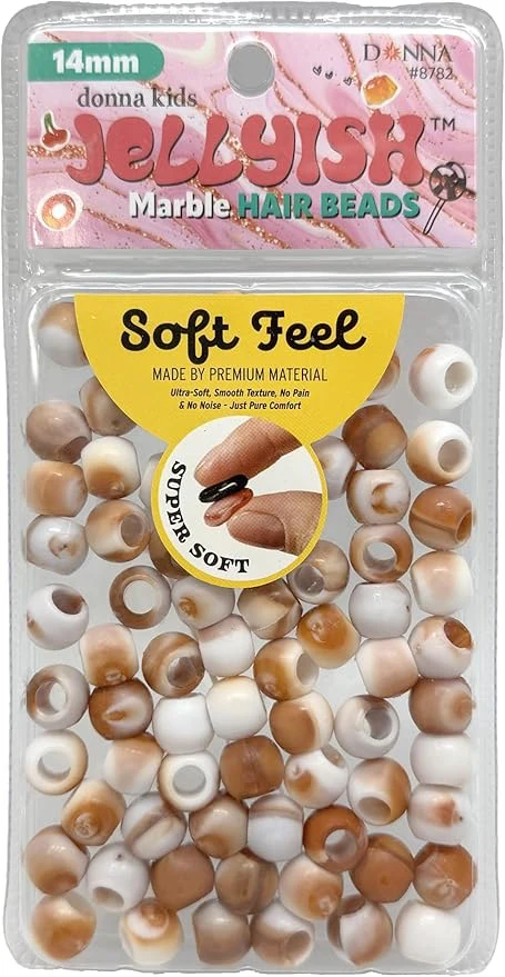 Donna Jellyish Silicone Hair Beads Marble Brown 14mm