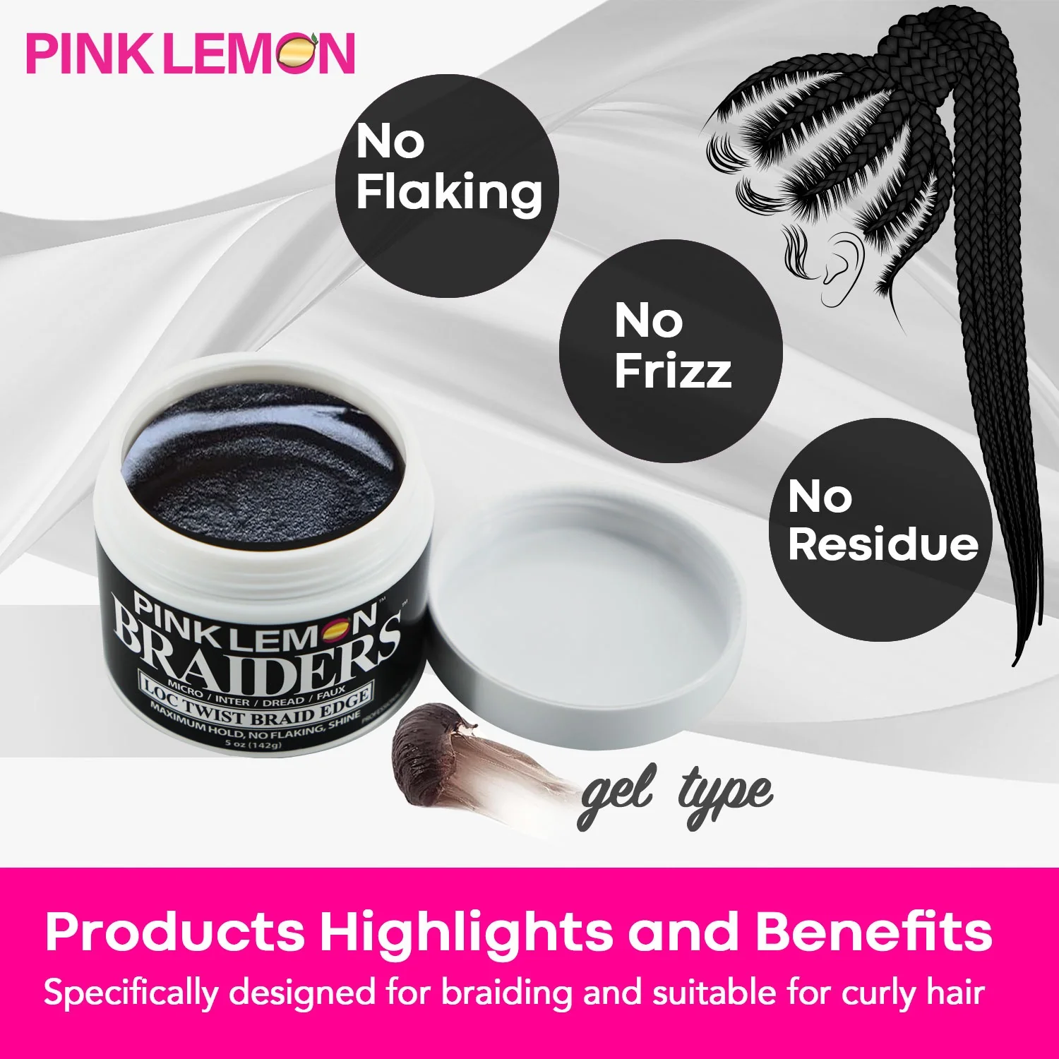 Pink Lemon Braiders Gel (Black) - Image 5