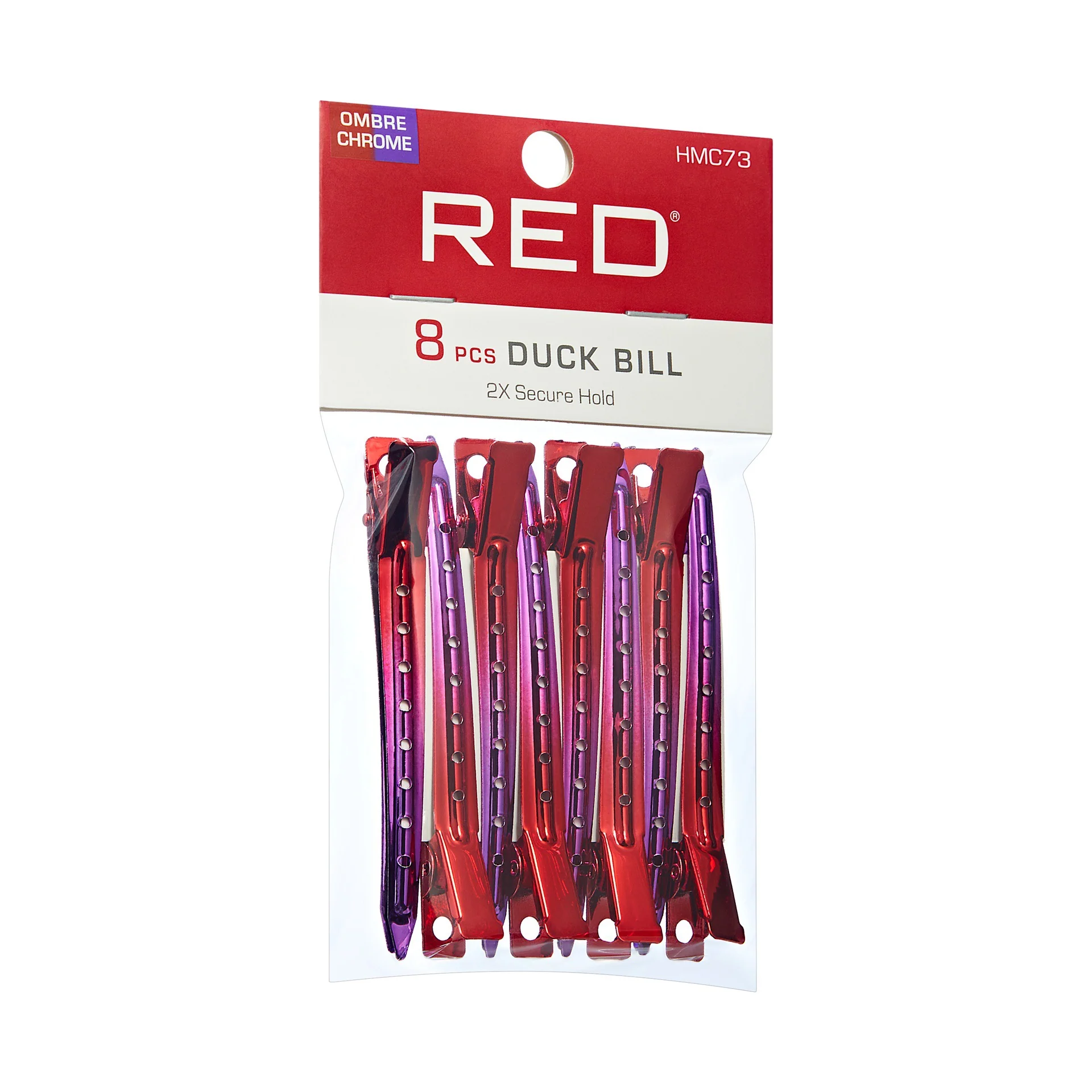RED Duck Bill Clips 8 pcs Ombre Chrome - Image 2