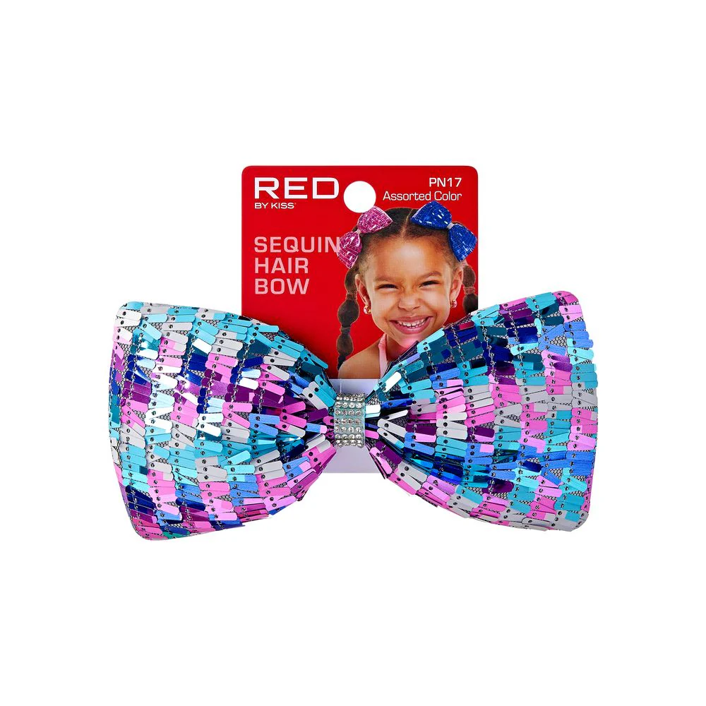 RED Kids Hair Bows Sequin - Image 2