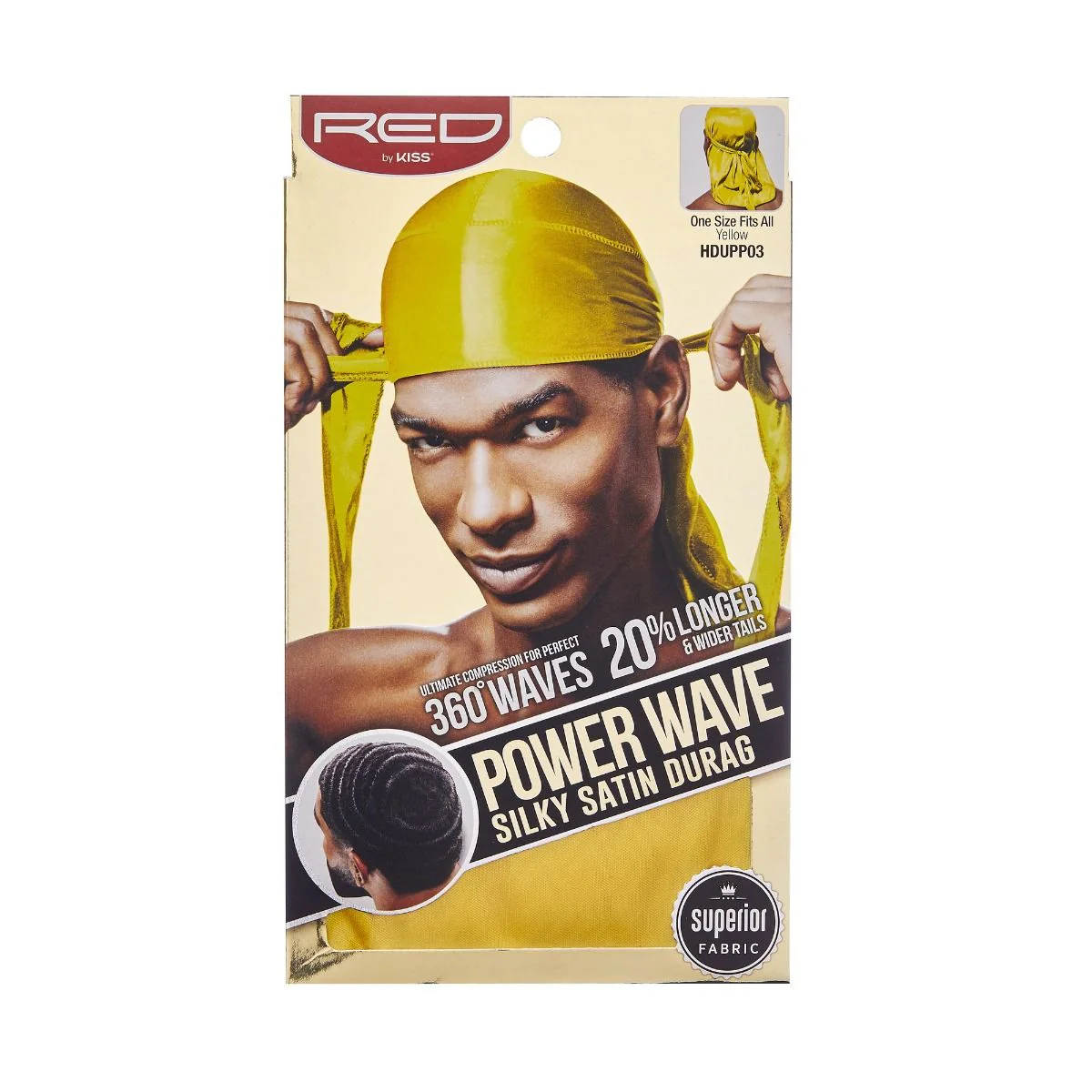 RED Power Wave Silky Durag Yellow HDUPP03 - Image 2